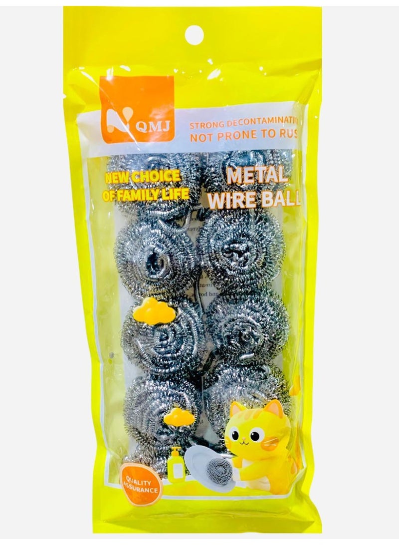 سلك غسيل أطباق من الفولاذ المقاوم للصدأ، سلك كروي مقاوم للصدأ، سلك مطبخ شديد التحمل لتنظيف الدلاء والشوايات والمواقد، 10 قطعة - فضي